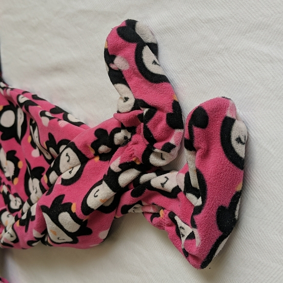 carter's winter penguin fleece zipper footie sleeper pajamas 3 months baby girl - Picture 3 of 6